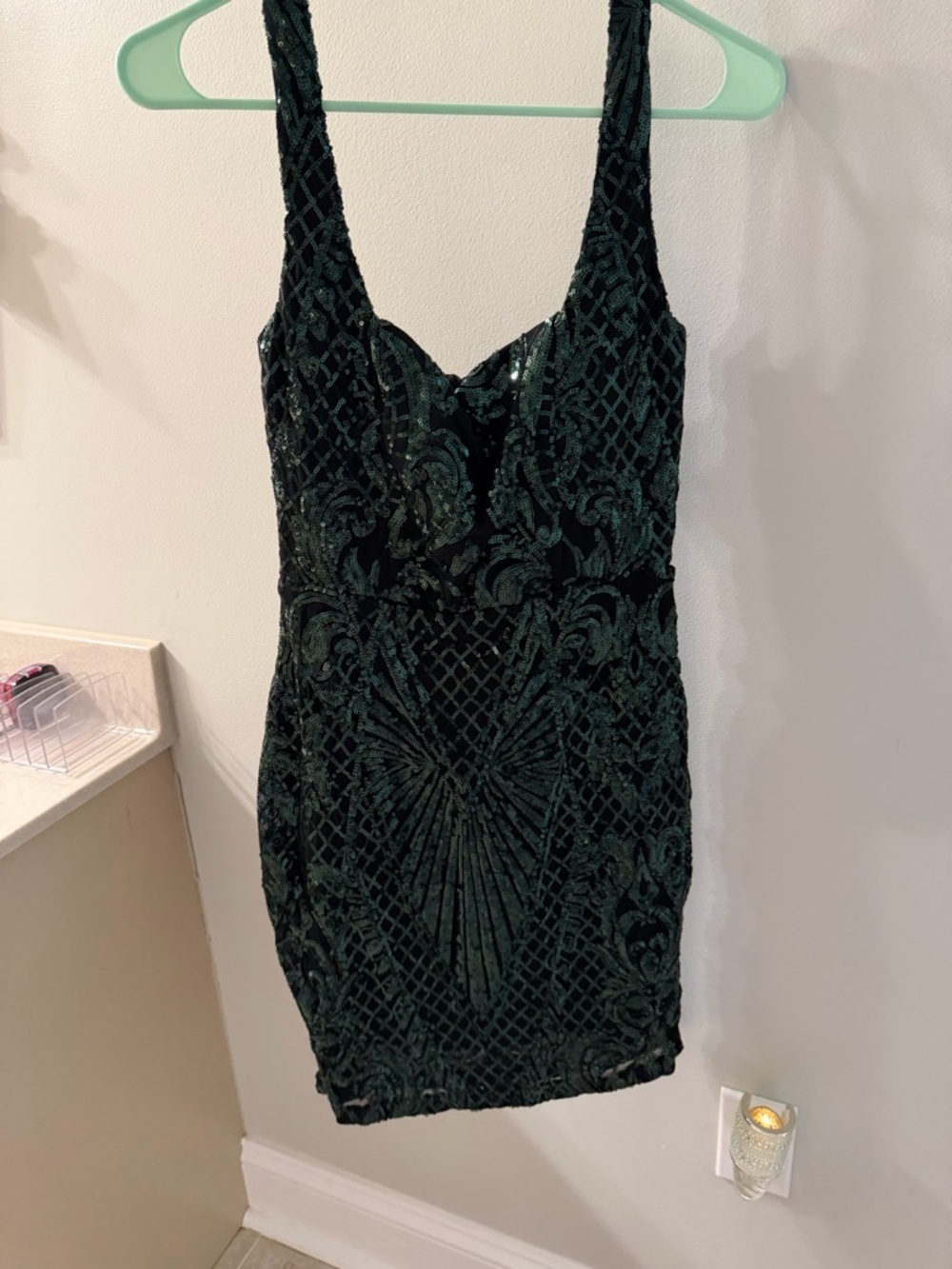 Windsor Black Beaded Velvet Mini Dress